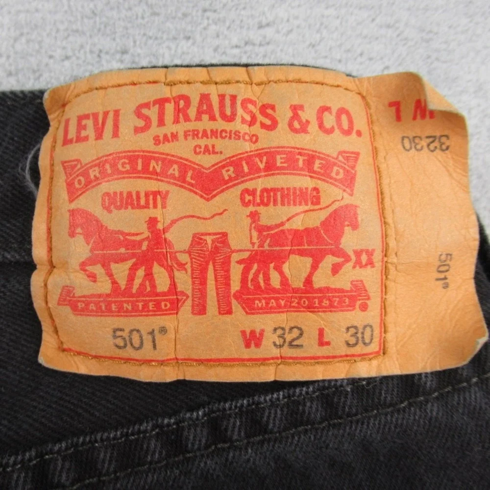 Levis 501 Mens Straight Leg Button Fly Jeans Black Denim W32 L30